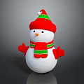 Festive Snowman Doll With Red Hat Green Stripes Red Scarf Red Mittens And White Body