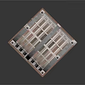 Detailed Architectural Model of Arched Tower with Multi Level Structure and Balustrade