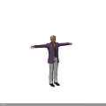 Man In Purple Suit Jacket Black Shirt And White Pants With Arms Outstretched