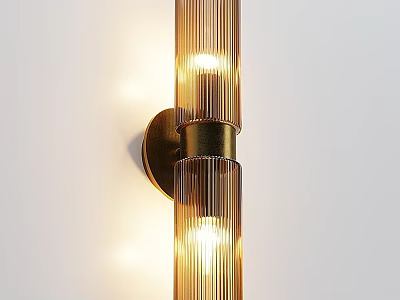 Modern Glass Striped Wall Lamp With Brass Accent And Warm Lighting 3d model