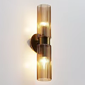 Modern Glass Striped Wall Lamp With Brass Accent And Warm Lighting