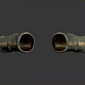 Copper Colored Weapon Handguards Featuring Textured Surface And Reflections On Gray Gradient Background