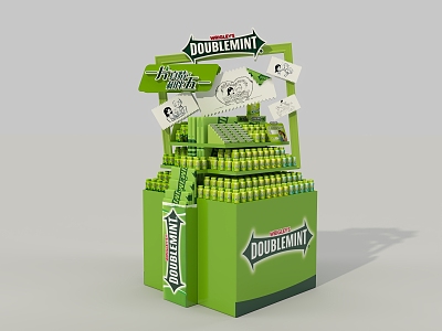 Green Arrow Supermarket Stacks of Chewing Gum Stacks POSM Green Arrow Products Shopping Mall Display Green Arrow Chewing Gum Beautiful Chen 3d model