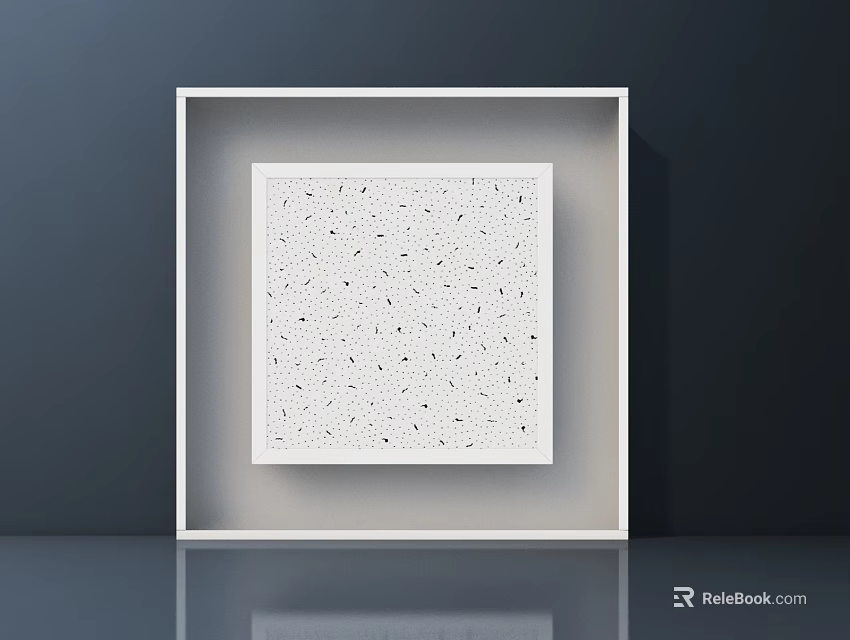 Modern White Square Ceiling With Small Dotted Pattern And Recessed Frame For Interior Decor 3d model 