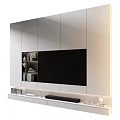Modern TV Background Cabinet With Storage And Ambient Lighting 3d model