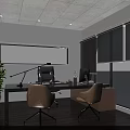 Modern Sales Office Building With Large Glass Windows Outdoor Seating Red Umbrellas And Green Plants