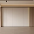Modern Minimalist Background Wall Design With Wooden Panels White Surface And LED Lighting