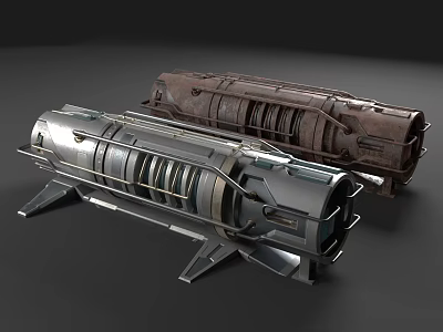 Two Metallic Industrial Engines Featuring Modern And Vintage Mechanical Structure Design 3d model