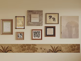 Silent Chinese and Ancient Style Hanging Paintings 3d model