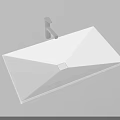 Minimalist White Washbasin Design With Rectangular Countertop And Square Drain Hole