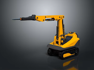 Compact Yellow Tracked Construction Equipment Featuring Extended Arm And Front Tool 3d model