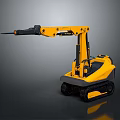 Compact Yellow Tracked Construction Equipment Featuring Extended Arm And Front Tool