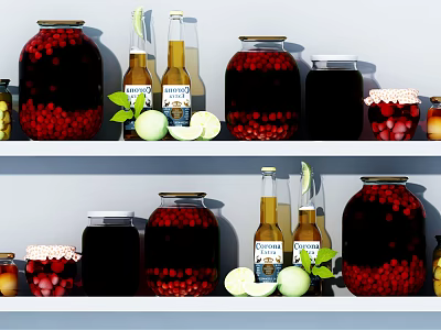 Modern decoration combination wine bottle 3d model