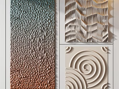 Modern 3D Textured Wall Decor With Wavy Patterns Spiral Motifs And Gradient Colors 3d model