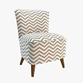 Stylish Accent Chair With Chevron Pattern Gray And White Fabric Wooden Legs