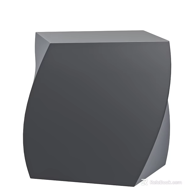 Minimalist Modern Gray Stool Featuring Unique Curved Geometric Sculptural Design Structure 3d model 