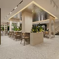 Modern Restaurant Interior With Glass Wine Display Cabinet Wooden Dining Table And Chairs