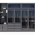 Spacious Modern Wardrobe Featuring Glass Doors Storage Drawers And Hanging Shelves