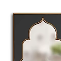 Elegant Decorative Mirror with Gold Frame and Ornate Arched Silhouette Design