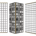 Modern Transparent Interior Partition With Grid Design And Glass Panels 3d model
