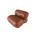 Modern Brown Leather Single Sofa With Stitched Details And Curved Armrest Design