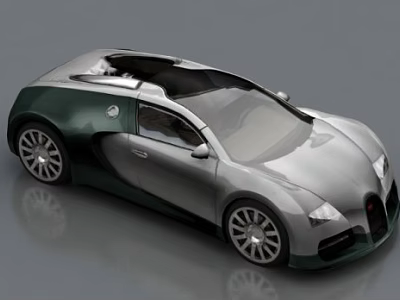 Luxury Sports Car With Silver And Green Body Black Roof Streamlined Design And Alloy Wheels 3d model