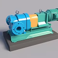 Industrial Mechanical Device With Blue Main Body Green Motor And Black Base Structure