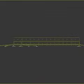 Bridge Structure With Green Railings Wooden Planks And Adjacent Side Platforms Design