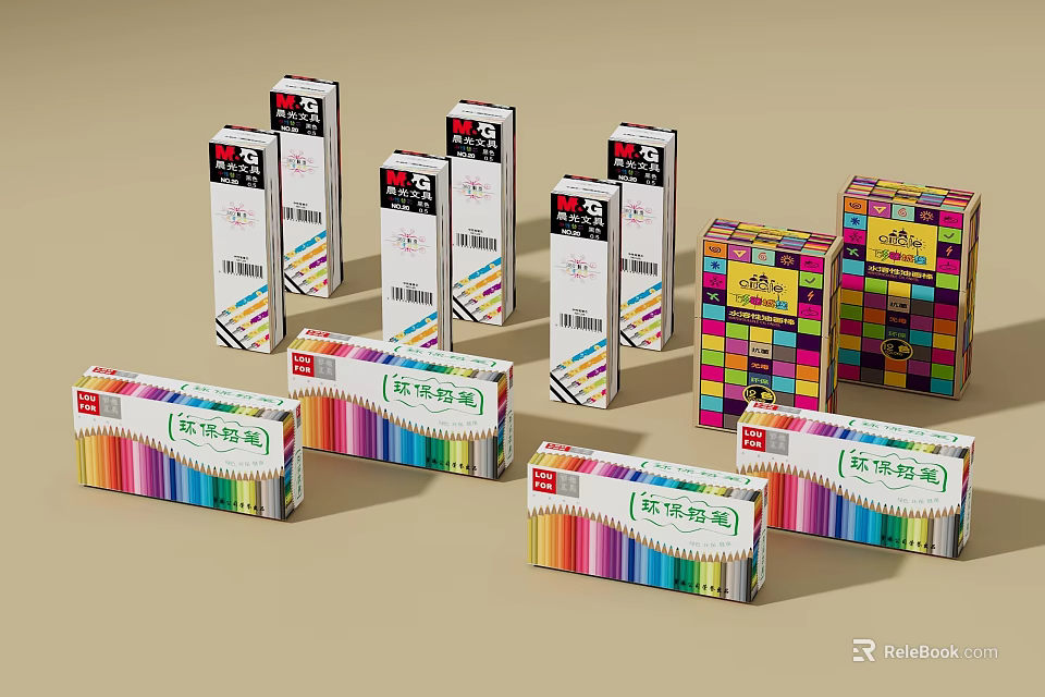 Colorful Marker Sets With Vibrant Packaging Different Box Designs And Various Colors 3d model