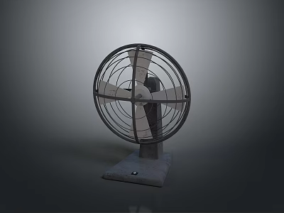 Vintage Electric Fan With Metal Cage Design And Stable Stand Base 3d model