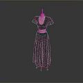 Mannequin Displaying Men's Black Top And Long Skirt On Gray Background 3d model