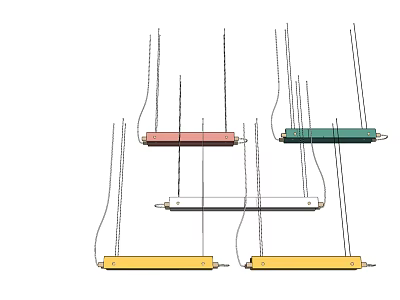 Modern Linear Pendant Chandeliers With Various Colors For Home Interior Decoration 3d model