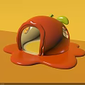 Cute Red Tomato Shaped Photo Spot With Dripping Base And Yellow Background