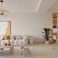 Modern Living And Dining Room Interior With Dining Table Sofa Coffee Table TV And Plant