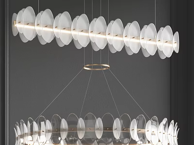 Elegant Modern Crystal Chandelier With Hanging Transparent Circular Discs And Metal Frame 3d model