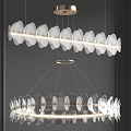 Elegant Modern Crystal Chandelier With Hanging Transparent Circular Discs And Metal Frame