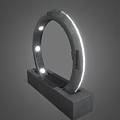 Modern Circular Decorative Structure With Concrete Pedestal Base And Illuminated Lights