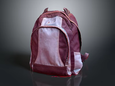 Stylish Maroon And White Backpack For Casual Daily Use With Comfortable Straps 3d model