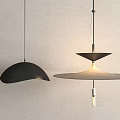 Modern Pendant Lights With Curved Black Shade And Layered Disc Structure Design 3d model