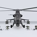 Military Attack Helicopter Equipped With Multiple Weapons And Missiles 3d model
