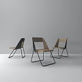 Modern Leisure Chairs With Beige Seats Black Metal Frames And Geometric Design