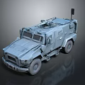 Tactical Military Armored Vehicle With Roof Mounted Equipment And Armor Plating
