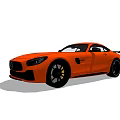Orange Sports Car With Sleek Body Design Black Wheels And Rear Spoiler