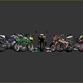 Modern motorcycle two-wheeled motorcycle off-road motorcycle road racing motorcycle 3d model