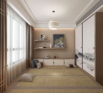 New Chinese Tatami Bedroom 3d model