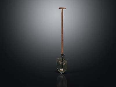 Sturdy Agricultural Equipment Shovel With Wooden Handle And Metal Blade For Farming 3d model