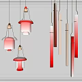 Creative Hanging Chandeliers With Red And Brown Design For Modern Interior 3d model