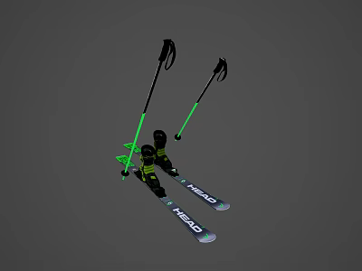Essential Ski Sports Equipment Including Skis Poles And Protective Boots 3d model