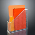 Modern Transparent Metal Mesh Bookcase With Clear Acrylic Base And Orange Red Folders