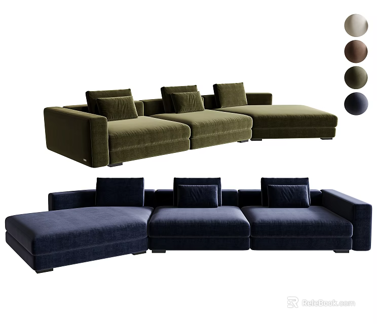 Modern Sectional Sofa Design With Multiple Color Options And Comfortable Seats 3d model